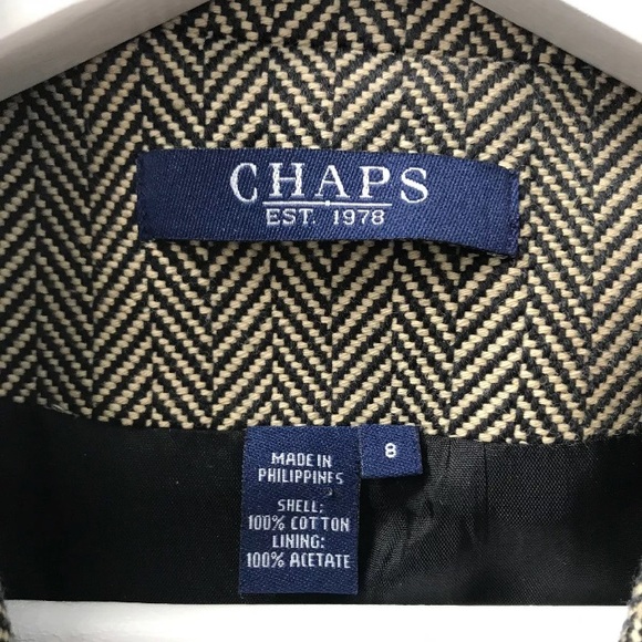 CHAPS Women’s Herringbone Blazer Black/Tan 8 - Picture 5 of 8